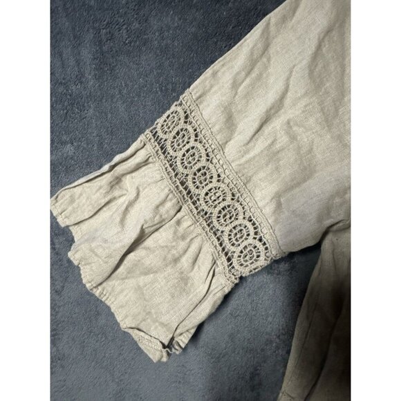 Terzo Millennio Womens Linen Off The Shoulder Tiered Dress Sz Large - Picture 3 of 5